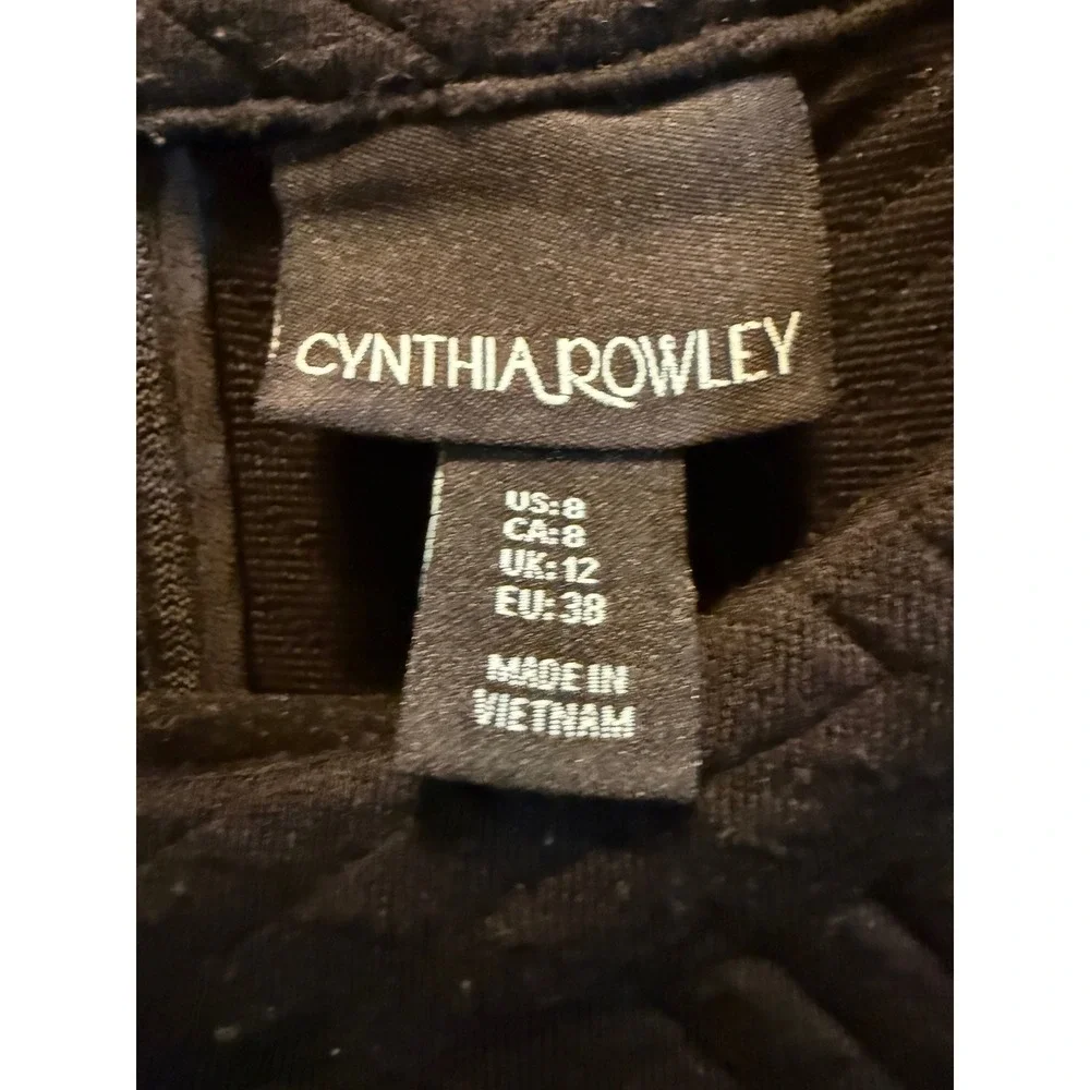 Cynthia‎ Rowley Black Textured Geometric Sleeveless Shift Dress Size 8 Crew Neck